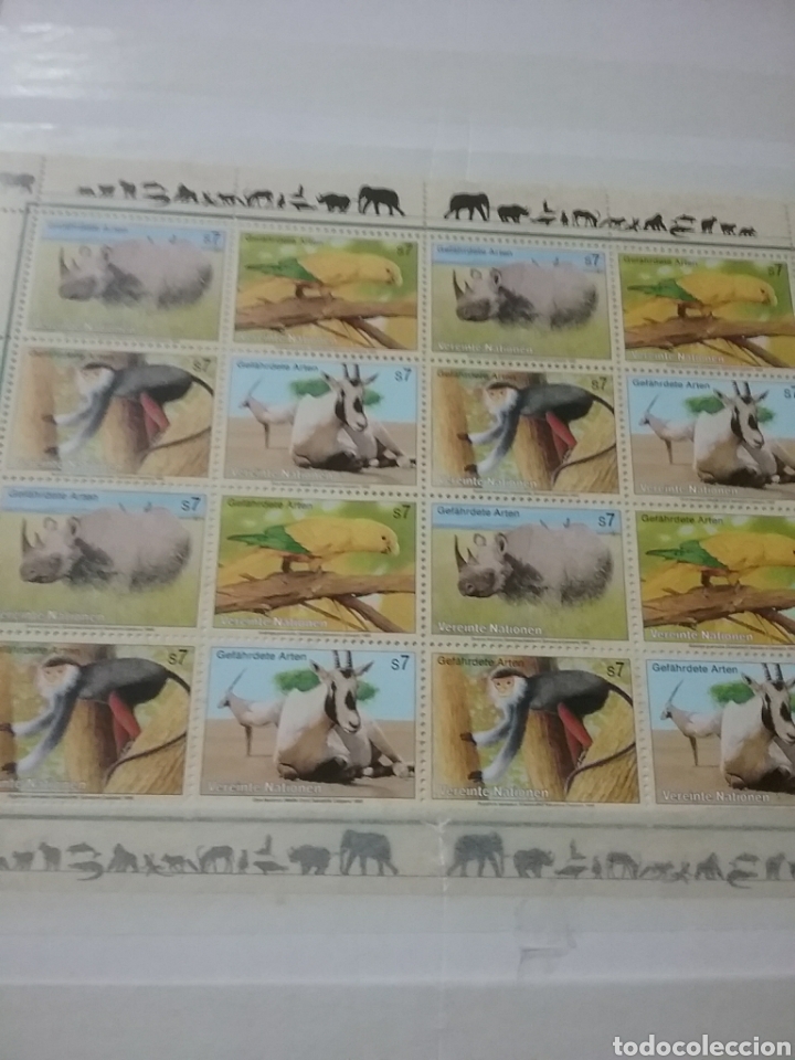 Selos: HB (MP) Naciones Unidas (Viena) nuevo/1995/peligro/extincion/piriquito/ave/langur/rinoceronte/fauna/