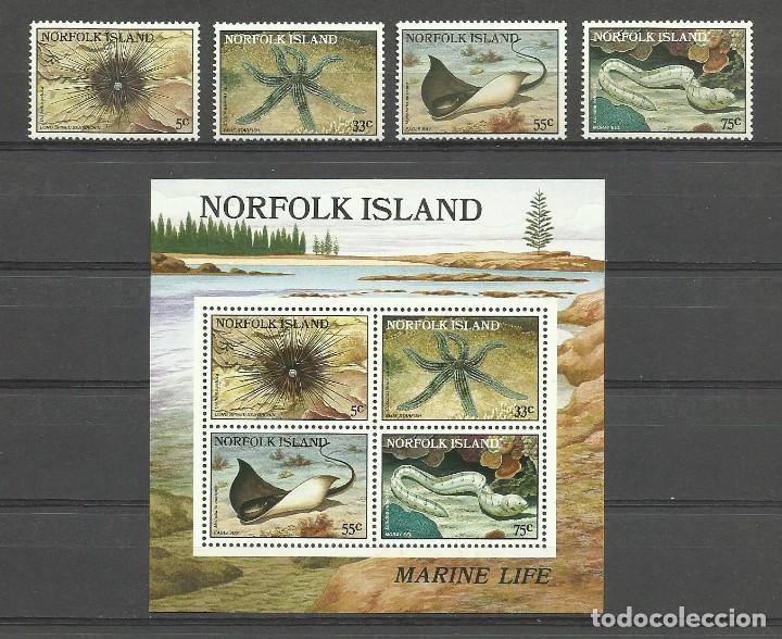 Selos: NORFOLK ISLAND 1986 - FAUNA MARINA - YVERT 372-375**+ HB-9**