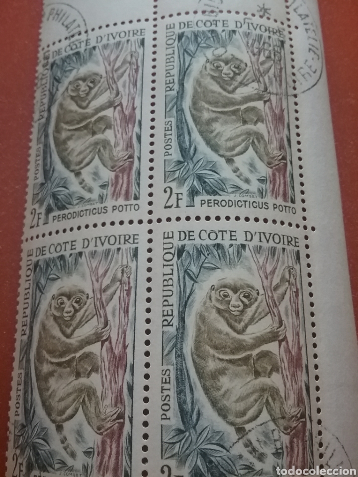 Selos: Sello Costa Marfil (S1/5v) (Cote D'ivoire) mtdos/1964/poto/potto/simio/mono/primate/animales/fauna/m