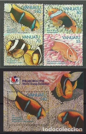 Selos: VANAUTU 1994 - PECES - POISSONS - FISHES - YVERT 959-962** + HB 23**