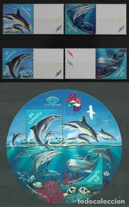 Selos: VANAUTU 2001 - DELFINES - DOLPHINS - DAUPHINS - YVERT 1125-1128** + HB 40**