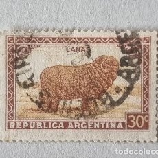 Sellos: SELLO USADO DE ARGENTINA 1945 , 30 C, GANADO, GANADERIA, OVEJA MERINA. Lote 361557785