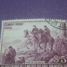 Sellos: SELLO CHILE USADO(SERIE1/2V). 1951. 100ANIV MUERTE GENERAL JOSÉ SAN MARTÍN. CABALLO. MILITAR. ANDES. Lote 363279065