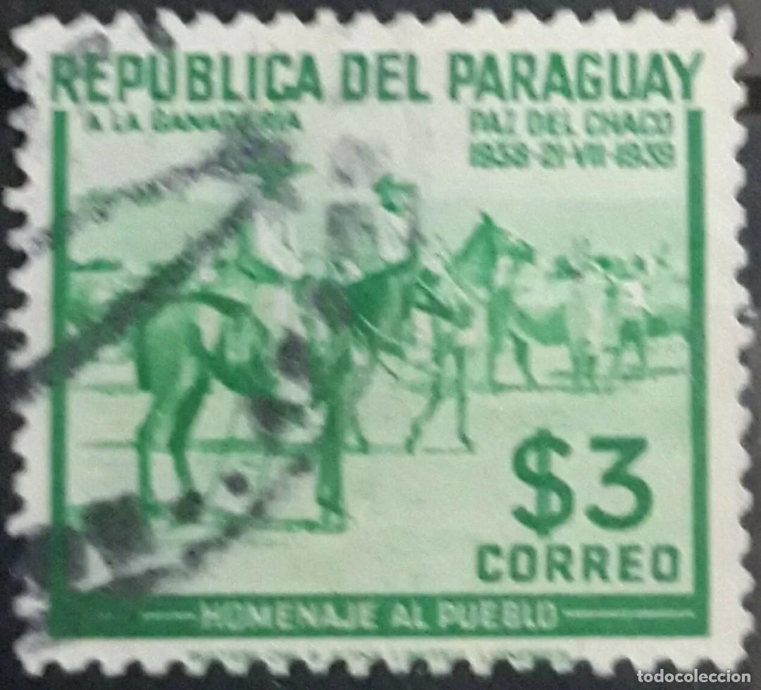 Sellos: PARAGUAY 1940 The 1st Anniversary of Chaco Boundary Peace Conference. USADO-USED