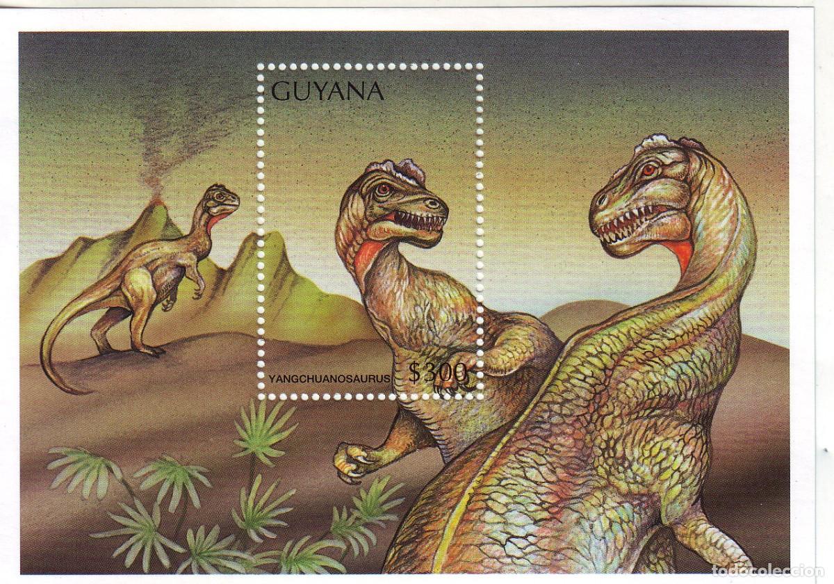 Sellos: HOJA BLOQUE SELLOS DINOSAURIOS GUYANA - Foto 1