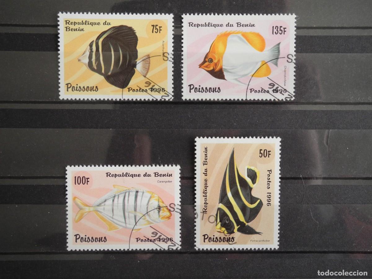 Sellos: Rep&uacute;blica de Benin 1996. Yvert: BJ 710BZ, CA, CB y CC. Peces.