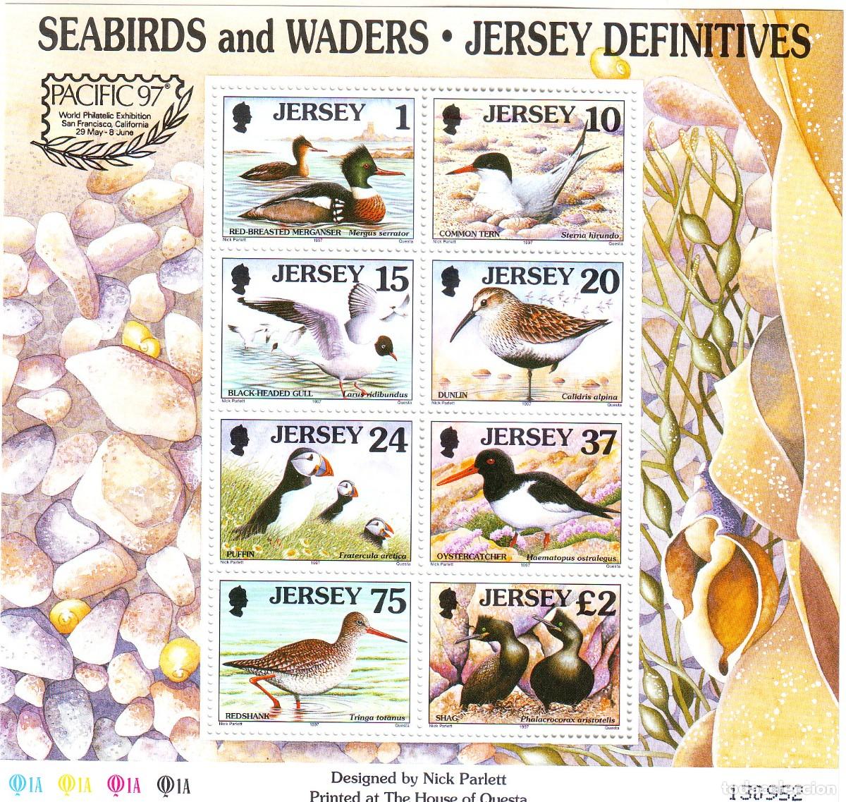 Sellos: HOJA BLOQUE DE LA ISLA DE JERSEY CON AVES - Foto 1