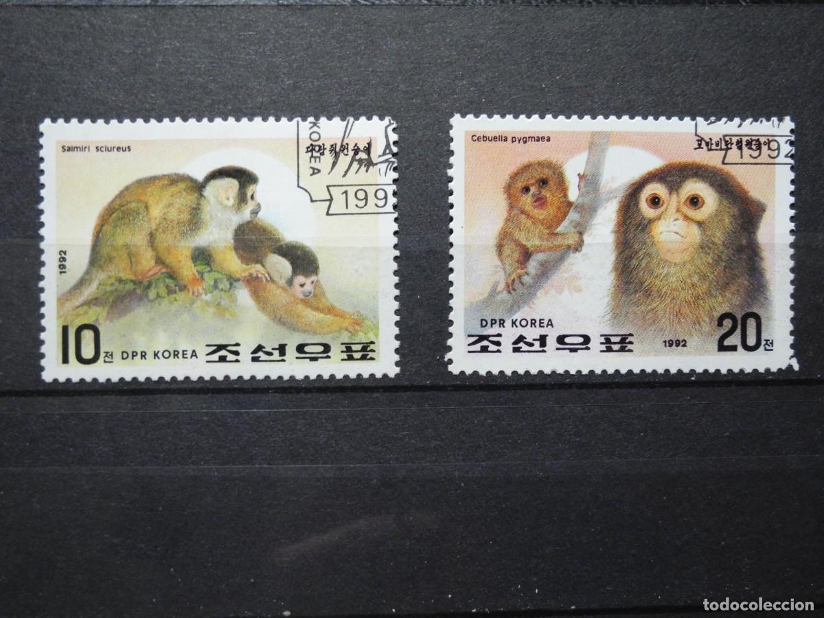 Sellos: Corea 1992. Yvert: KP 2256/7. Primates. Monos. - Foto 1