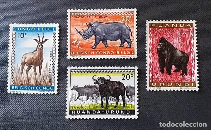 Briefmarken: SELLOS FAUNA SUELTOS RUANDA URUNDI CONGO BELGA 4v.