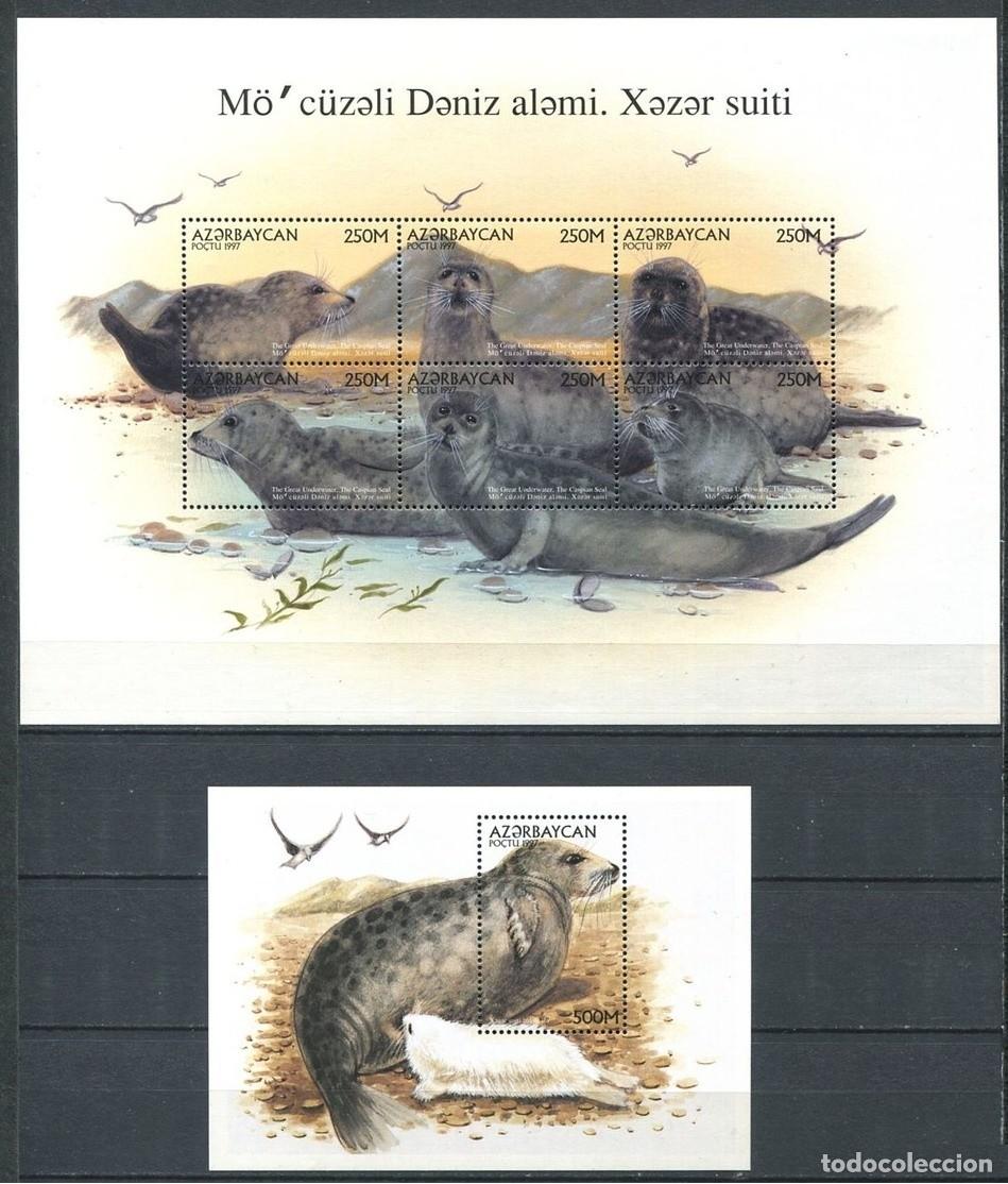 Selos: AZERBAYJAN 1997 - FAUNA - FOCAS - YVERT 346/351** + HB 35A**