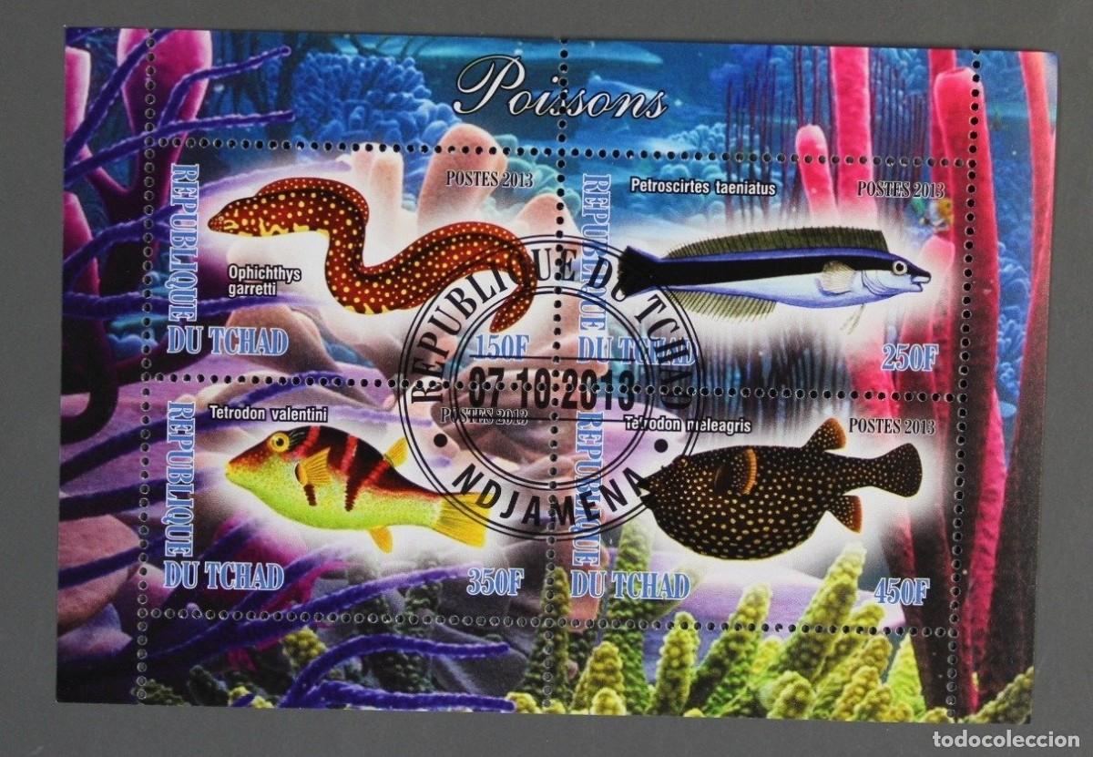 Sellos: Bloque de sellos CHAD &rdquo;PECES&rdquo;. Sellado - Foto 1