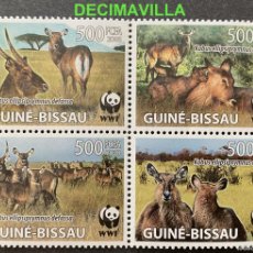Sellos: FAWF139, GUINEA-BISSAU, FAUNA, MAMIFEROS, ANTILOPES, WWF, 2008, 2646/49. Lote 400887509