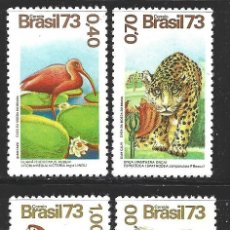 Sellos: BRASIL 1084/87** - AÑO 1973 - FAUNA - AVES - ANIMALES SALVAJES