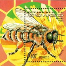 Sellos: CONGO. INSECTOS / INSECTS. ABEJA / BEE. 1994. Lote 401511364