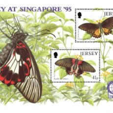Sellos: JERSEY. INSECTOS / INSECTS, MARIPOSAS / BUTTERFLIES. SINGAPUR / SINGAPORE 1995. Lote 401513394