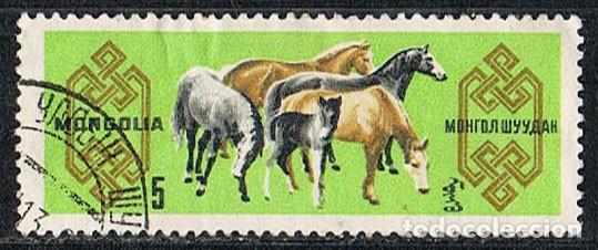 Sellos: Mongolia Ivert n&ordm; 377, el caballo mongol, en la pradera, usado - Foto 1