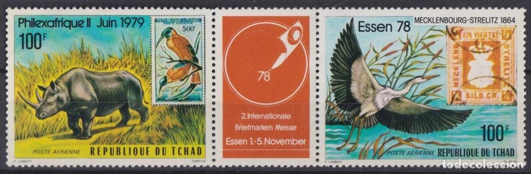 Briefmarken: F-EX42019 TCHAD CHAD MNH 1978 PHILEXFRANCE ESSEN RHINO HERON BIRD AVES PAJAROS.