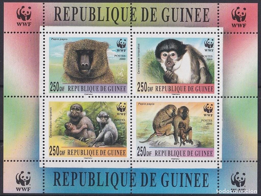 Sellos: F-EX46036 GUINEE GUINEA MNH 1989 WWF MONKEY SHEET.