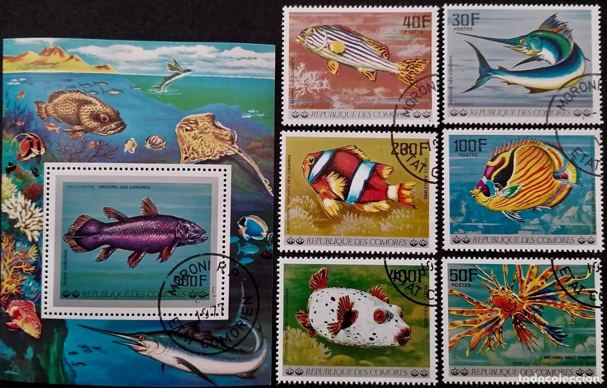 Sellos: COMORAS 1977 - HB Y 2 SERIES PECES . - Foto 1