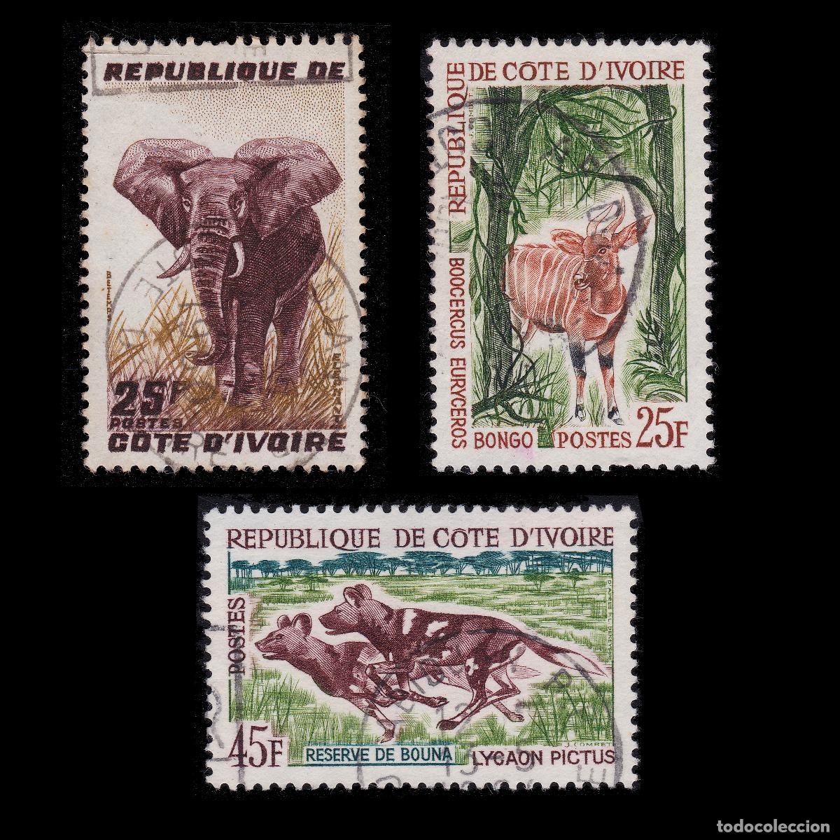 Sellos: IVORY COAST 3 stamp faune + GIFT - Foto 1