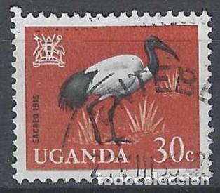 Sellos: FAUNA, UGANDA 1965, AVES - USADO - Foto 1