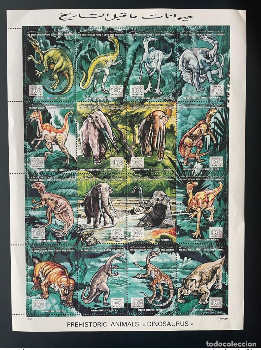 Sellos: Libia 1995 Mi. 2225 - 2240 Hoja de bogen Animales prehist&oacute;ricos Dinosaurios
