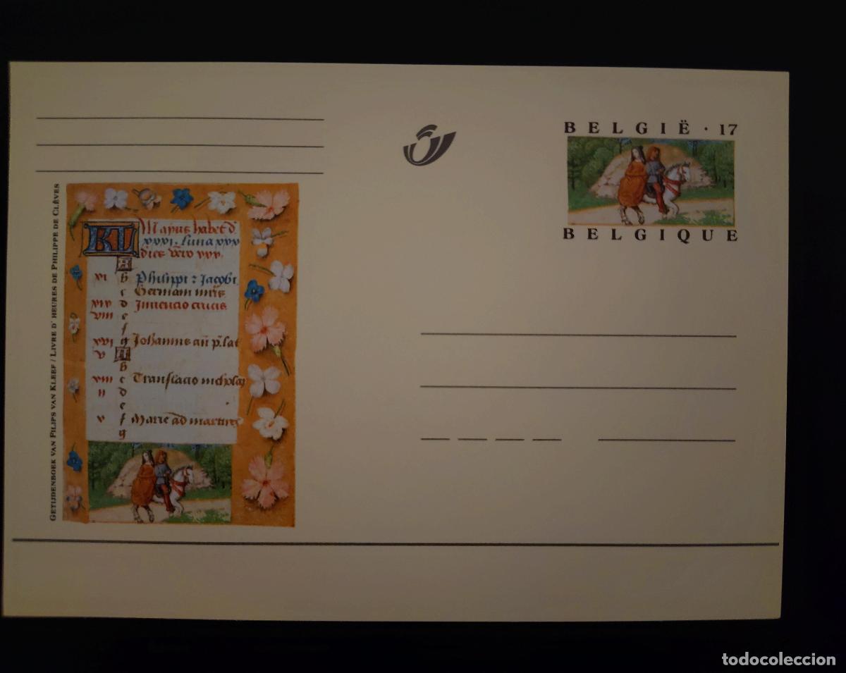 Sellos: B&eacute;lgica completo postal Libro de Horas Felipe Cl&egrave;ves caballero VII