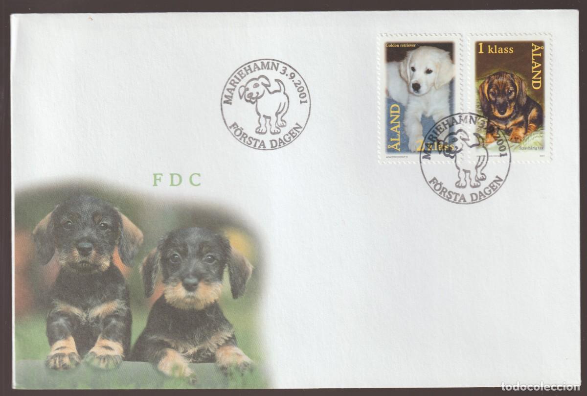 Sellos: Aland 2001 - Perros FDC - Foto 1