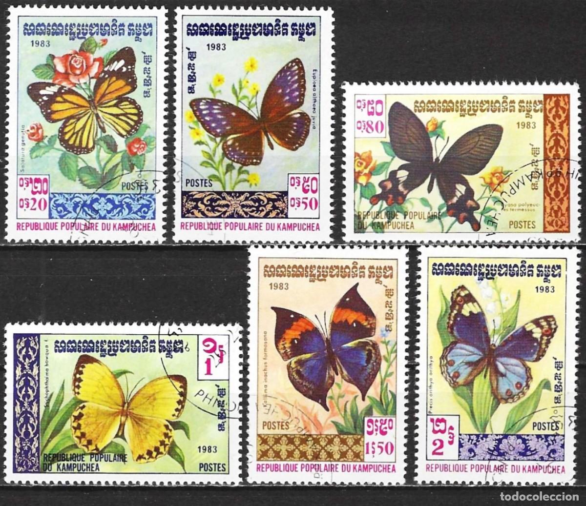 Sellos: Kampuchea 1983 - Mi 462 a 467 - YT 369 a 374 - Maiposas