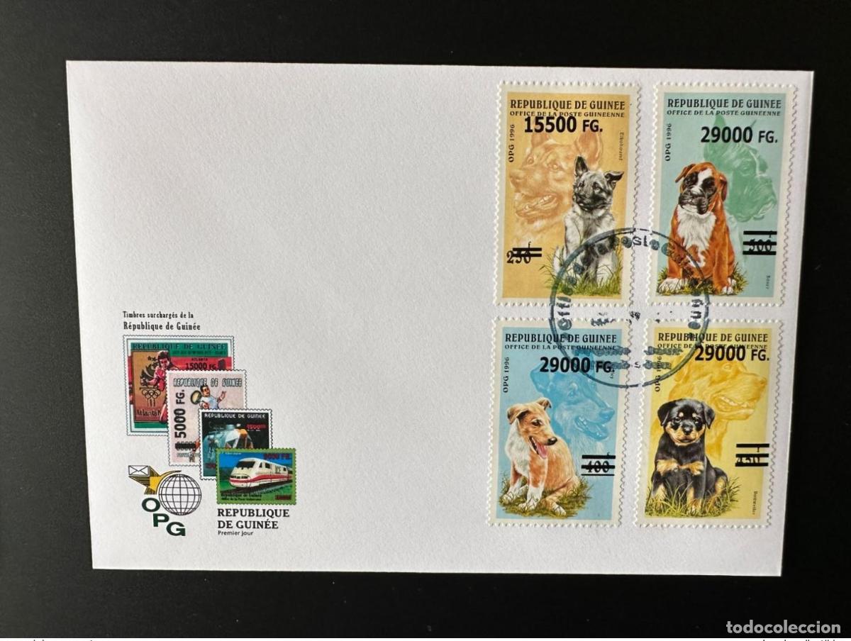 Sellos: Guinea 2008 FDC Mi. 6335-38 sobrecargado Sobreimpresi&oacute;n Perros Animales silvestres