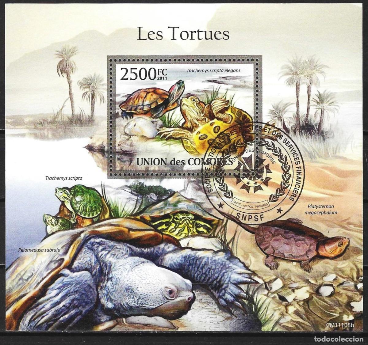 Sellos: Comoras 2011 - Mi BL 624 - YT BF 300 - Tortugas