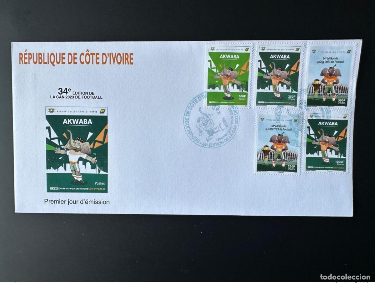 Sellos: Costa de Marfil 2024 Mi.? Primer d&iacute;a del FDC CAN Football Elephant Wildlife