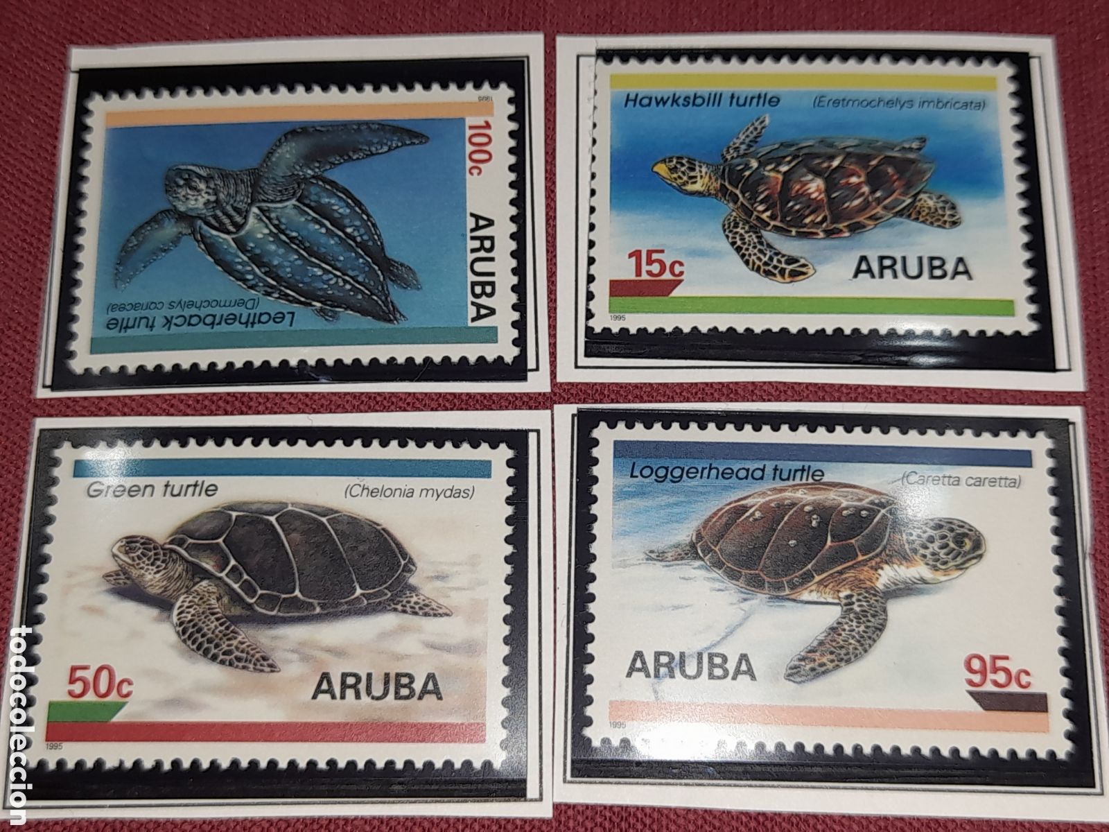 Sellos: Sello Aruba nuevo 1995. Tortugas. Animales salvajes. Naturaleza. Protecci&oacute;n. Gal&aacute;pagos. Reptiles. Fa