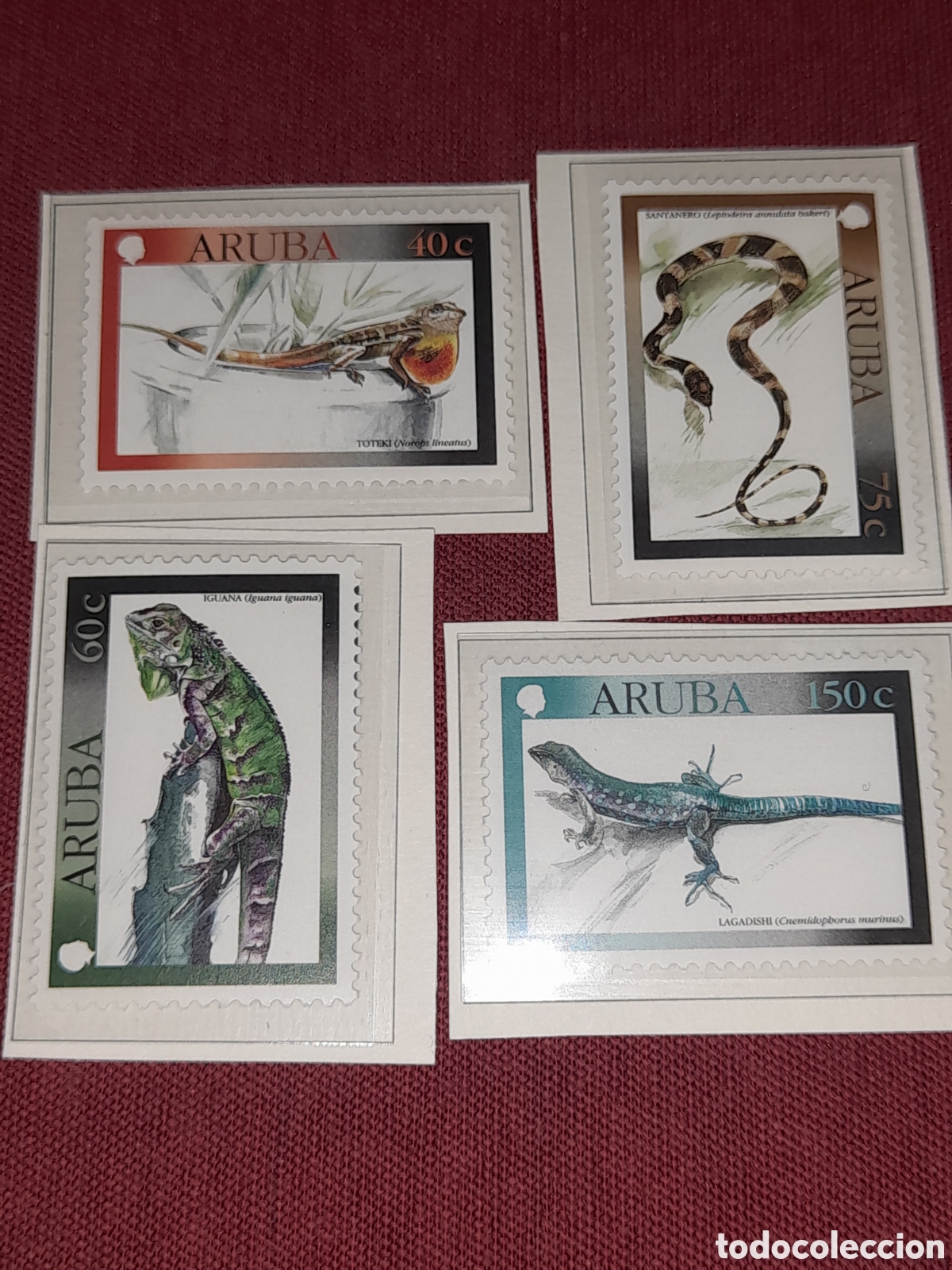 Sellos: Sello Aruba nuevo 2000. Reptiles. Fauna. Animales salvajes. Serpiente. Lagarto. Iguana.