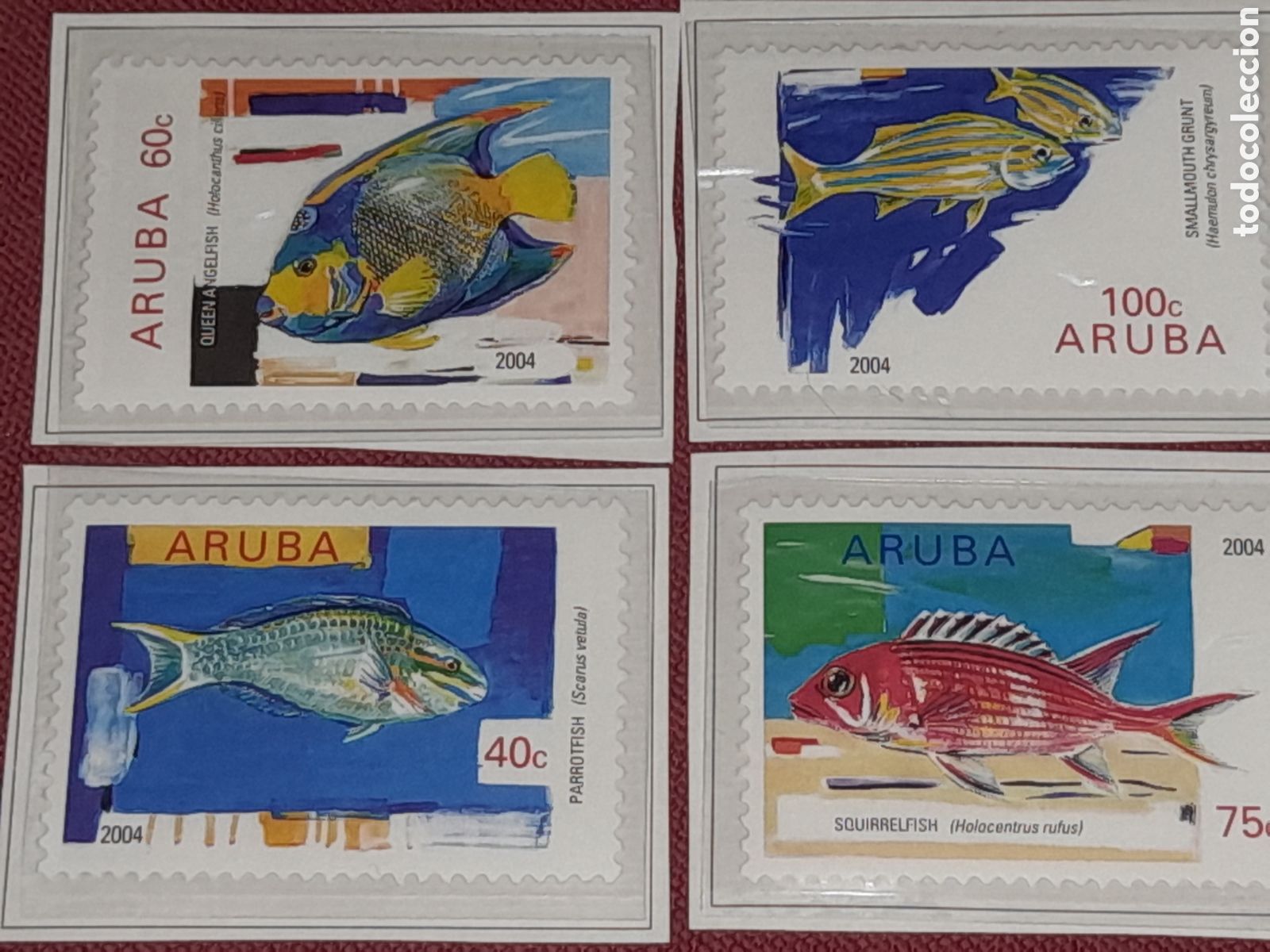 Sellos: Sello Aruba nuevo 2004. Peces. Pescado. Animales, fauna, vida marina. At&uacute;n. Pez loro, &Aacute;ngel.