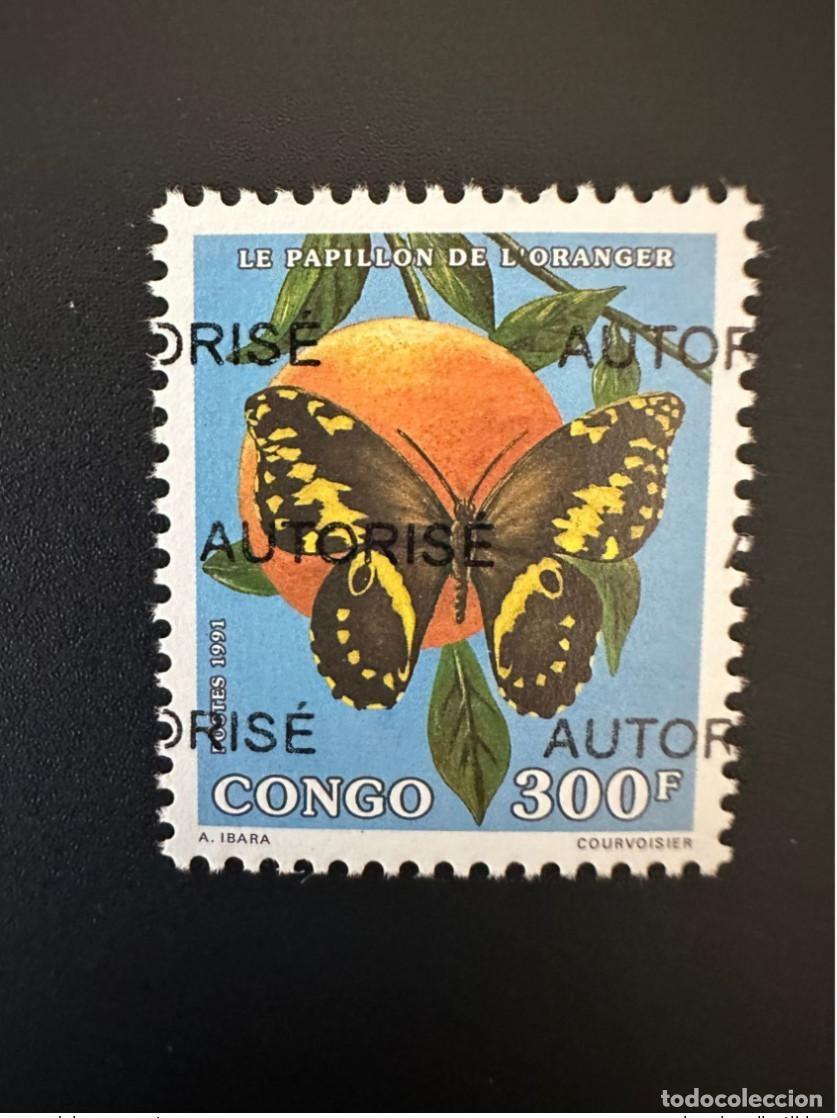 Sellos: Congo 1998 Mi. 1534 sobrecargado AUTORIZA la fauna de mariposas Papillon oranger