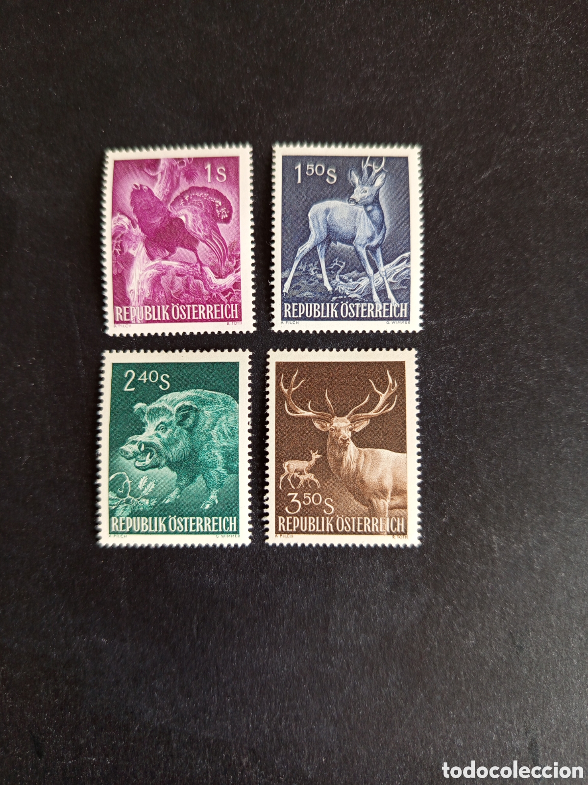 Sellos: AUSTRIA, 1959. Fauna: Congreso Internacional de la caza. Yvert 904/7. Ver fotos. Pedido m&iacute;nimo 3 &euro;.