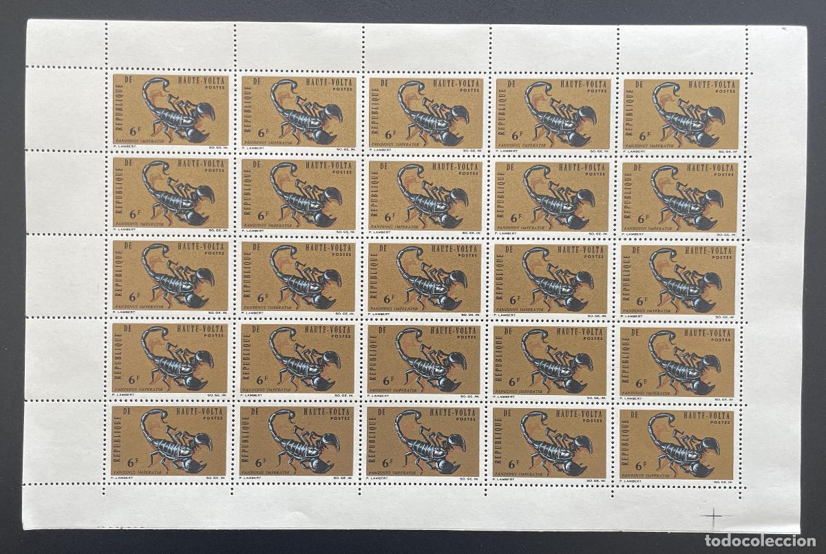Sellos: Alto Volta 1966 YT 164 bloque escorpi&oacute;n Pandinus Imperator fauna ar&aacute;cnida
