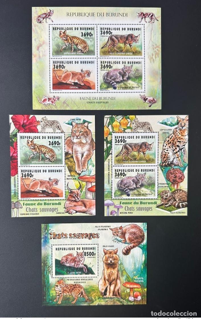 Sellos: Burundi 2014 Mi. 3431 - 3434 Bl. 451 453 Gatos salvajes