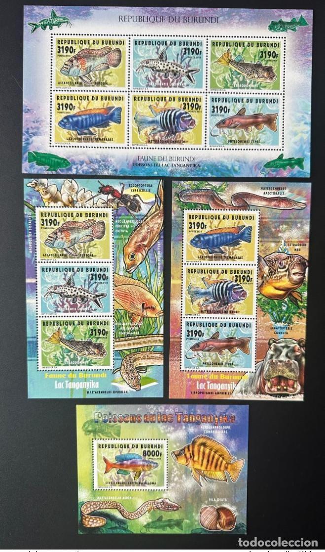 Sellos: Burundi 2014 Mi. 3415 - 3420 Bl. 445 447 Peces y Lago Tanganica (IV)