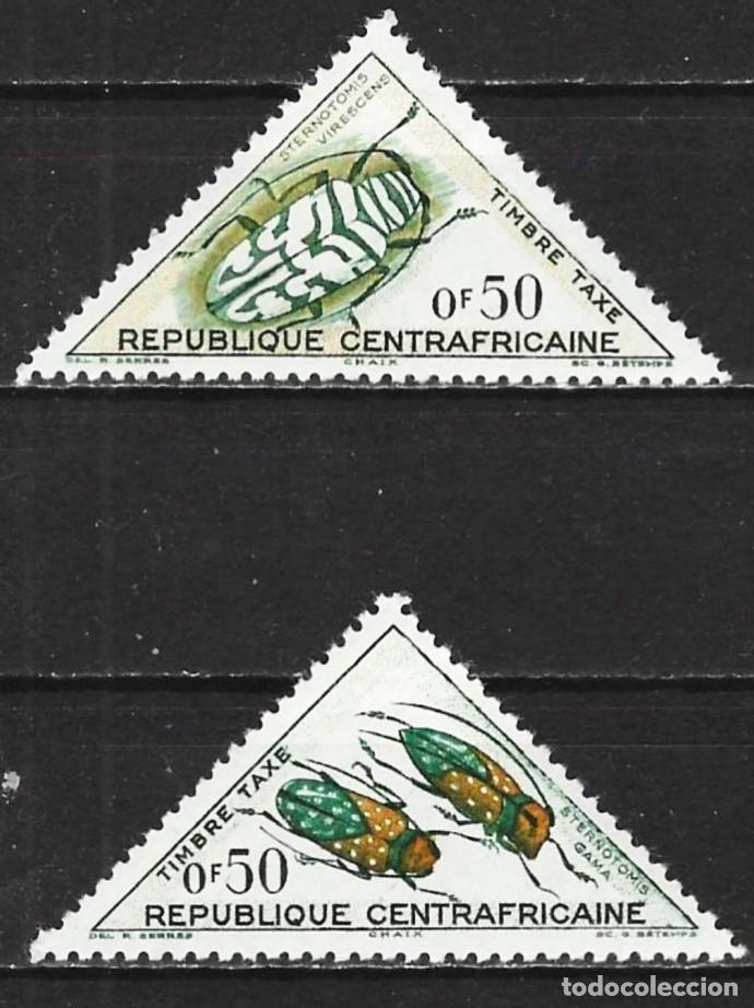 Sellos: Rep. Centroafricana 1962 - Mi P1 & P2 - YT T1 & T2 - Insecto escarabajo ( Sellos de tasa ) MH*