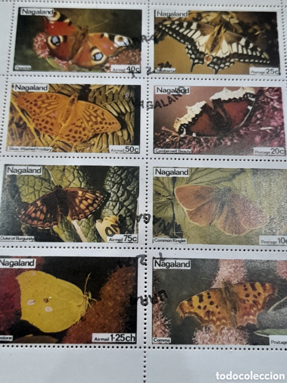 Sellos: HB Nagaland (India) mtdo/eL 1974. Mariposa. Polilla. Insexto. Fauna. Animales.