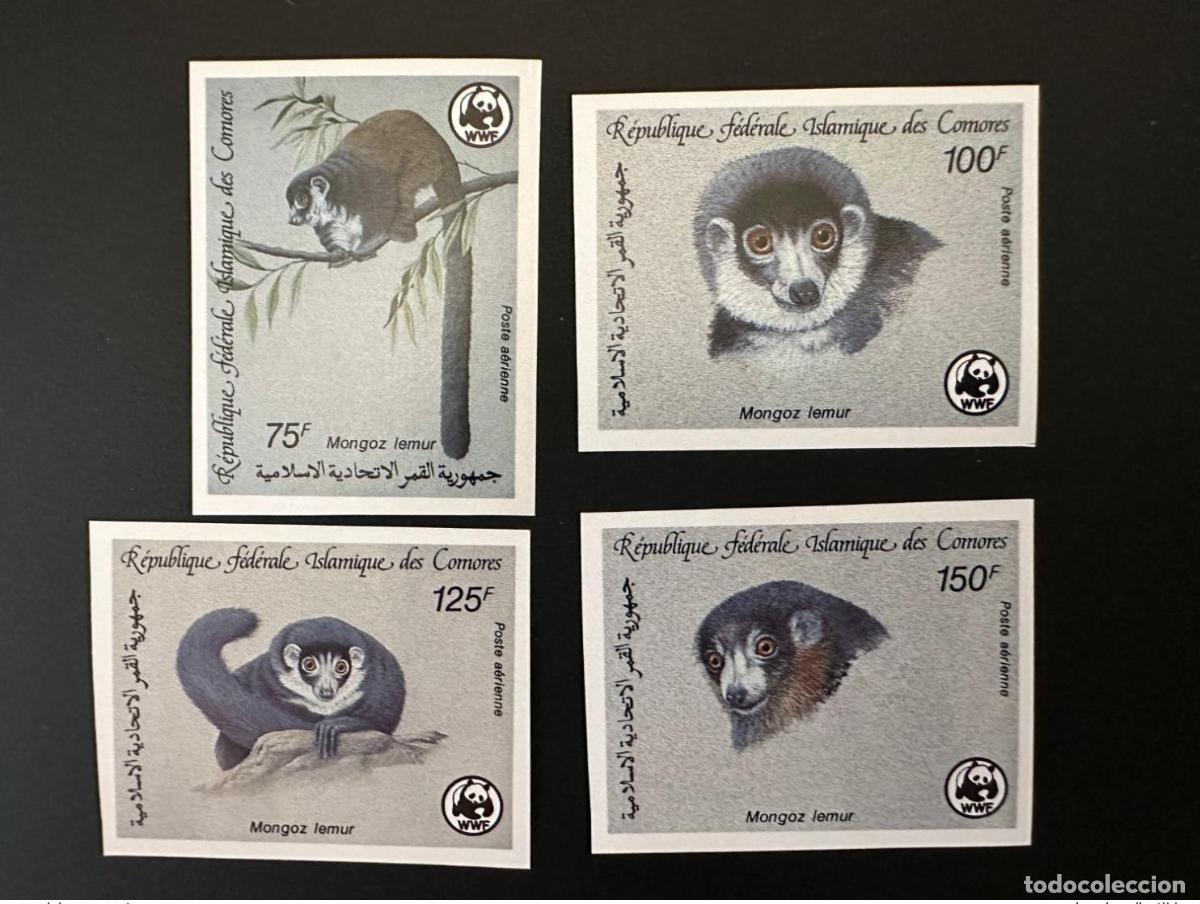 Sellos: Comoras 1987 Mi. 792 - 795 ND IMPERF WWF Mongoz l&eacute;mures fauna Panda
