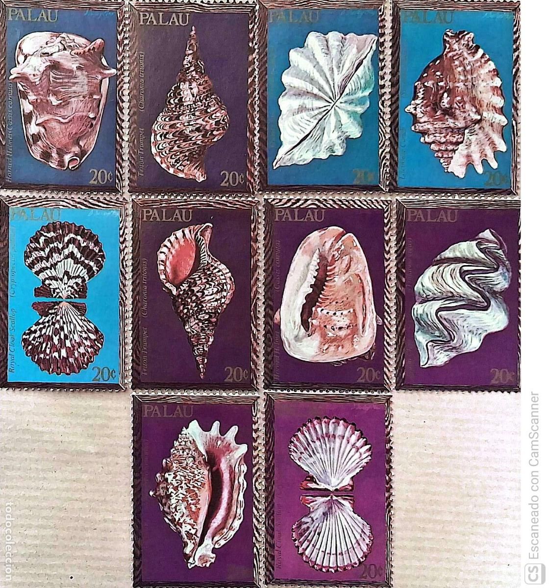 Sellos: Palau. 32/41 Fauna marina: Conchas. 1984. Sellos nuevos y numeraci&oacute;n Yvert.