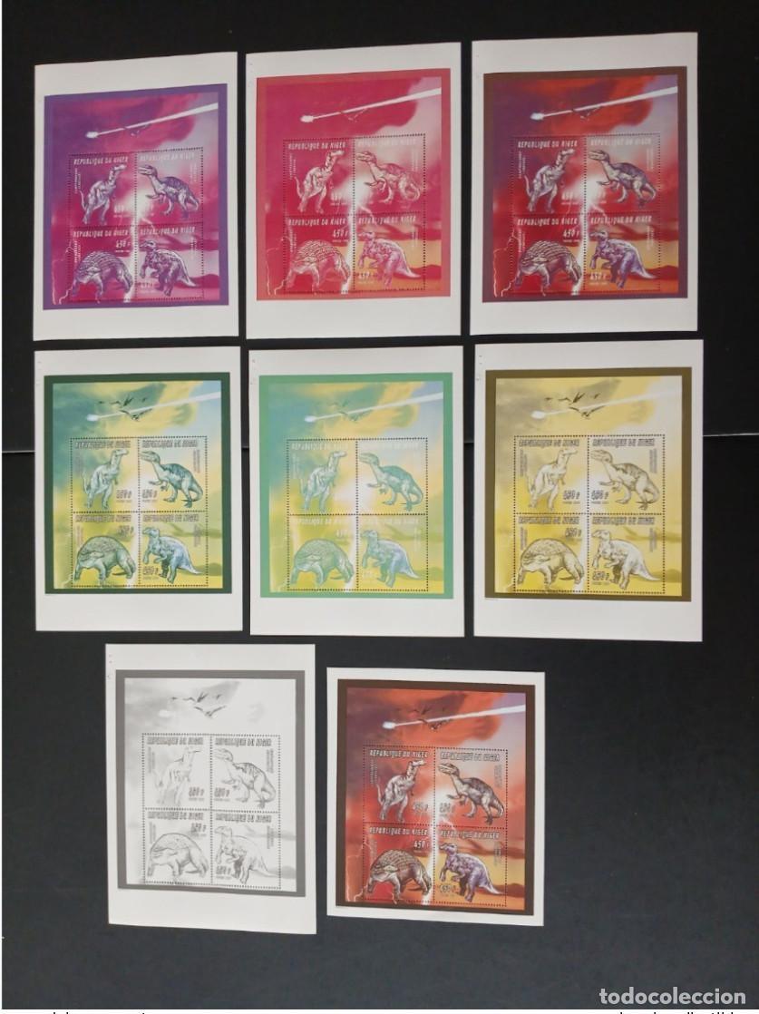 Sellos: N&iacute;ger 1996 Mi. 1244 - 1247 pruebas de color Dinosaurios