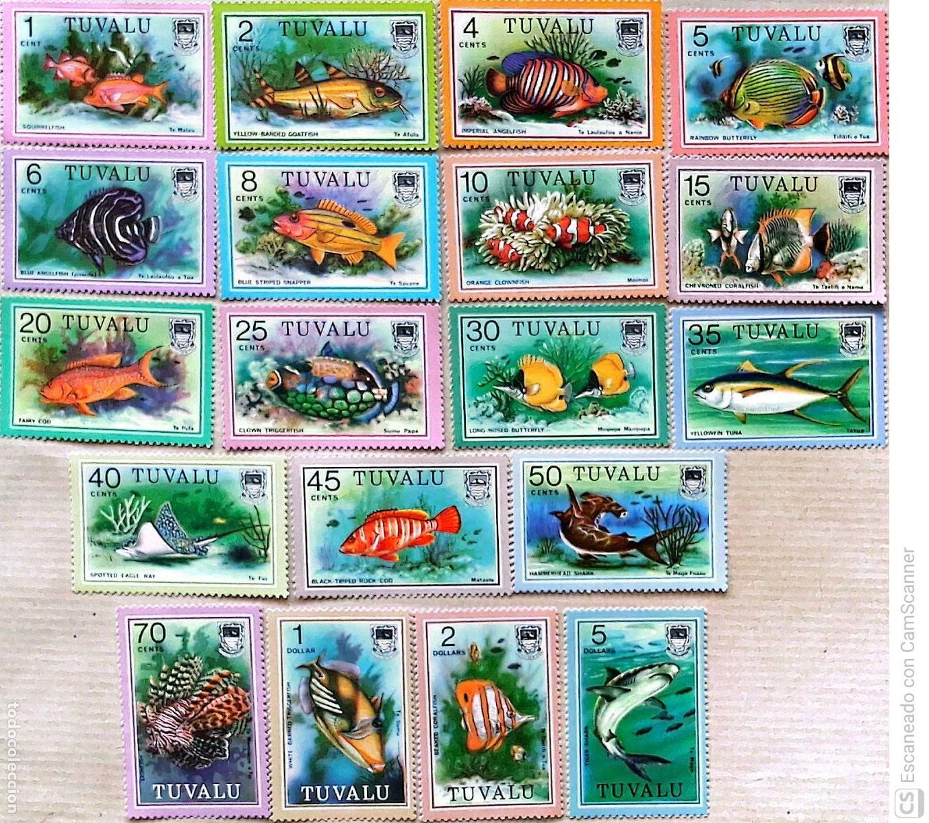 Sellos: Tuvalu. 93/110. Serie b&aacute;sica: Peces. 1979. Sellos nuevos y numeraci&oacute;n Yvert.