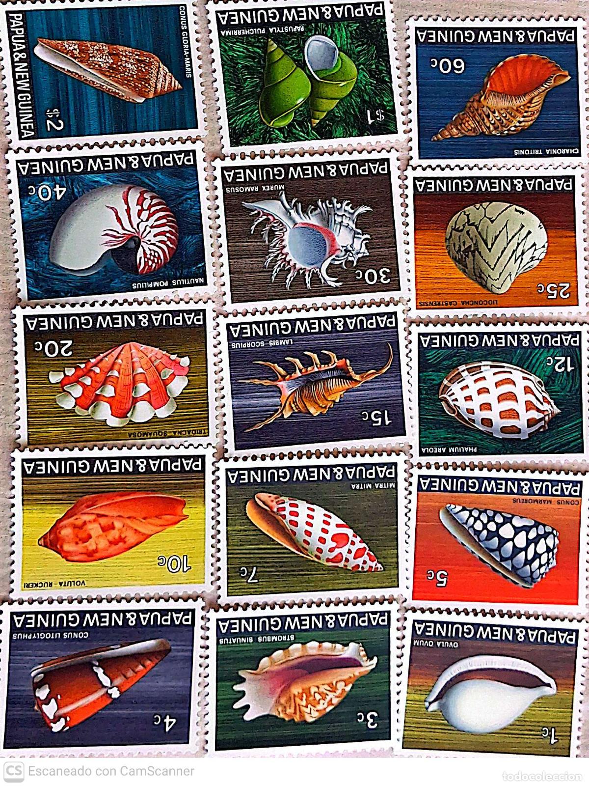Sellos: Pap&uacute;a Nueva Guinea. 138/152 Fauna marina: Conchas diversas. 1968/69. Sellos nuevos y numeraci&oacute;n Yver