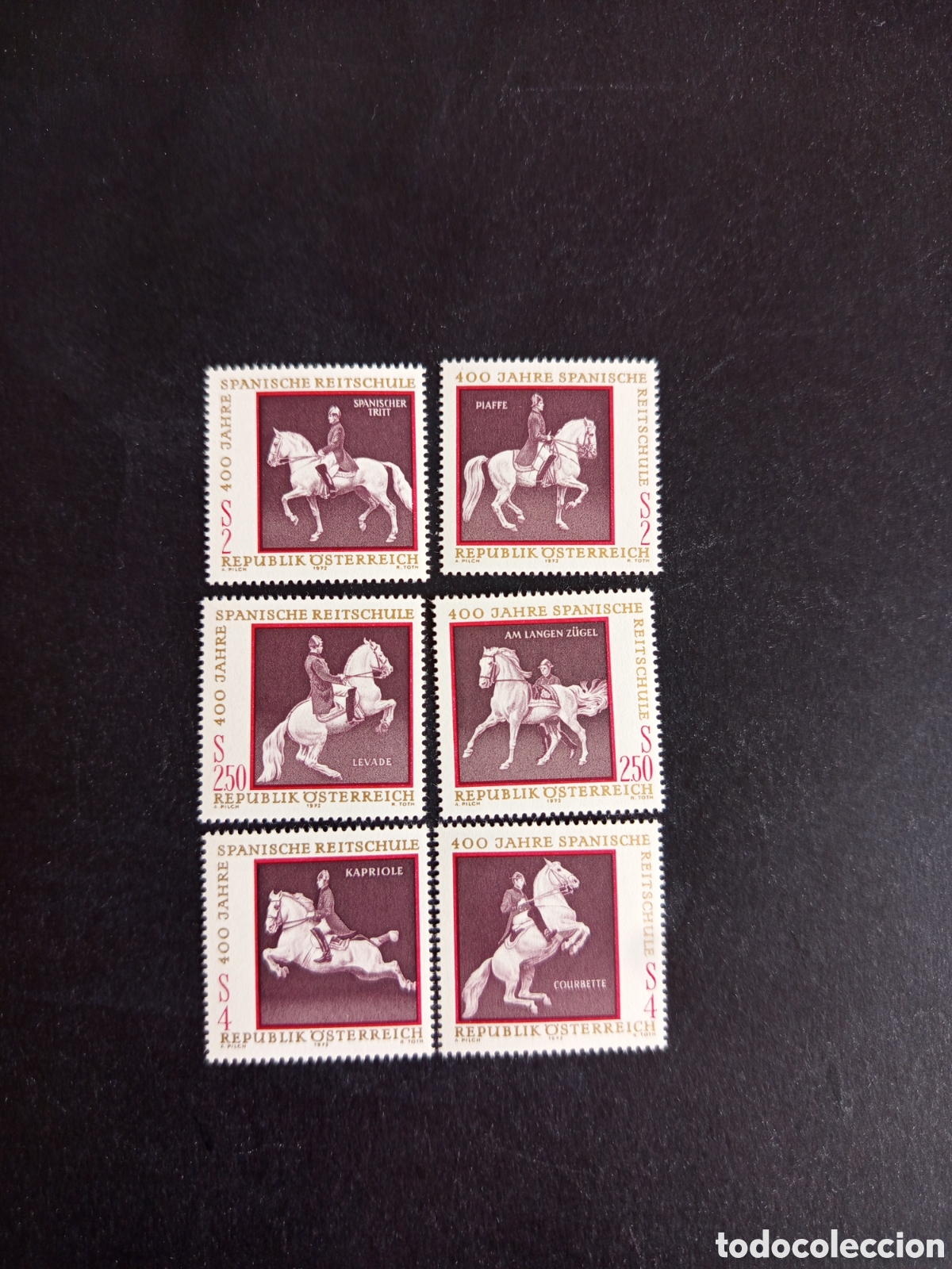 Sellos: AUSTRIA, 1972. Escuela espa&ntilde;ola de Equitaci&oacute;n. Yvert 1224/9. Pedido m&iacute;nimo 3 &euro;. Serie completa