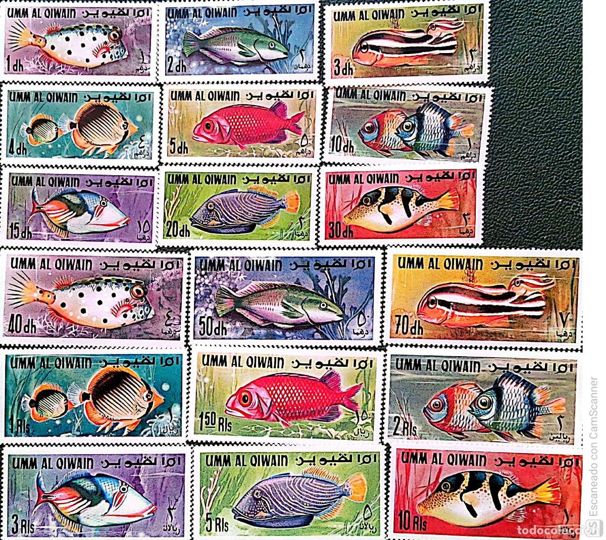 Sellos: Um Al Qiwain. 69 Peces del Golgo P&eacute;rsico (18). 1967. Sellos nuevos y numeraci&oacute;n Yvert.