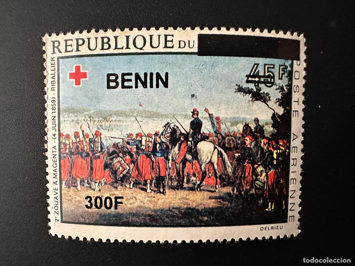 Sellos: Benin 2008/2009 Mi. 1542 Zouave Magenta Riballier caballo Cruz Roja sobrecargado